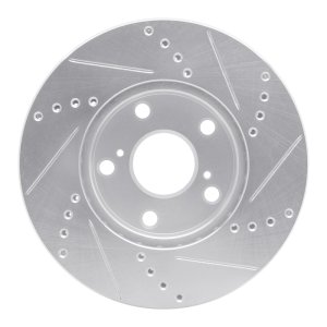 Lexus ES300 Brake Rotor (1) - Front Left - R1 Concepts - Drilled & Slotted - Silver - `92-`06